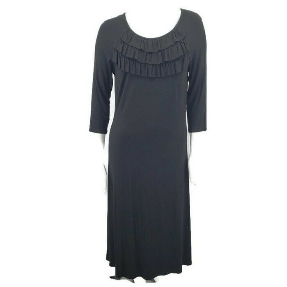 Hanna Andersson Dress Womens Small Solid Black 3/4 Sleeves